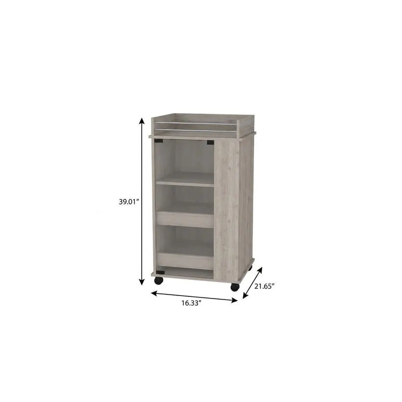 16" Gray Wood Bar Cart Homeroots Kitchen & Dining