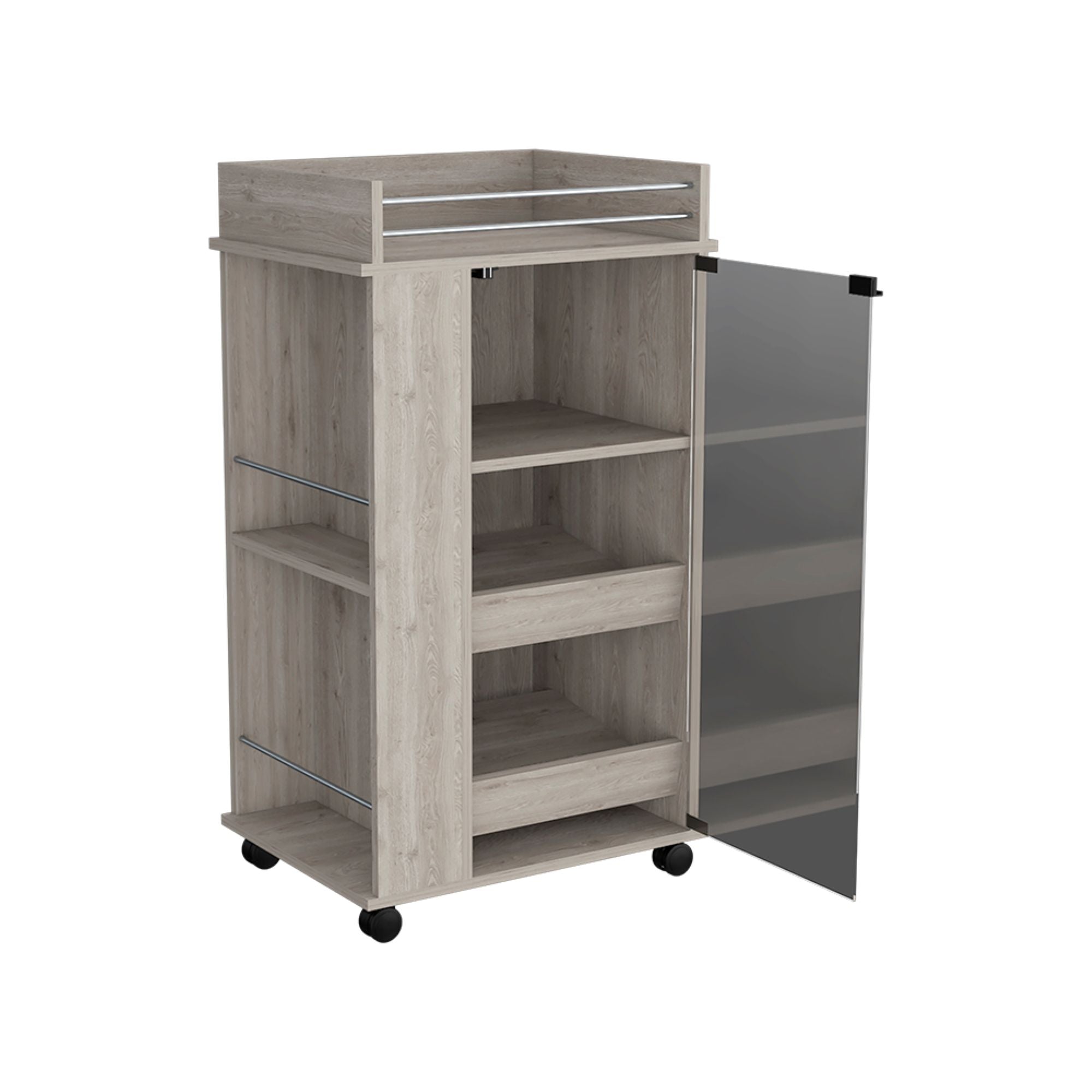 16" Gray Wood Bar Cart Homeroots Kitchen & Dining