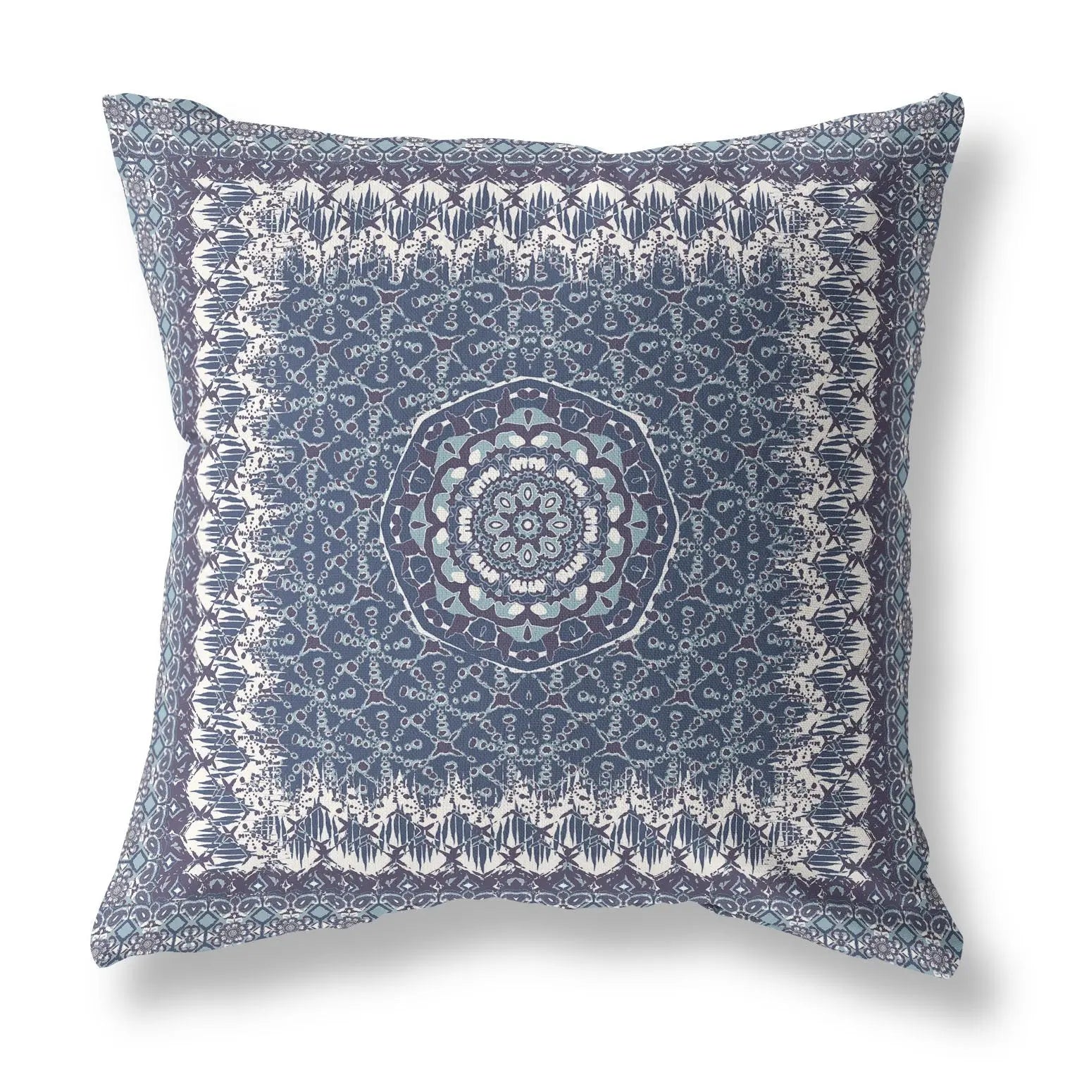 16” Indigo White Holy Floral Indoor Outdoor Throw Pillow Homeroots Outdoor