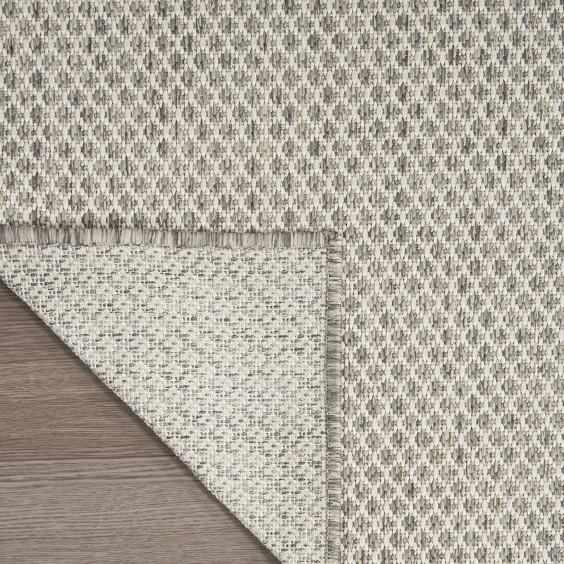 16' Ivory And Silver Geometric Indoor Outdoor Runner Rug Homeroots Outdoor