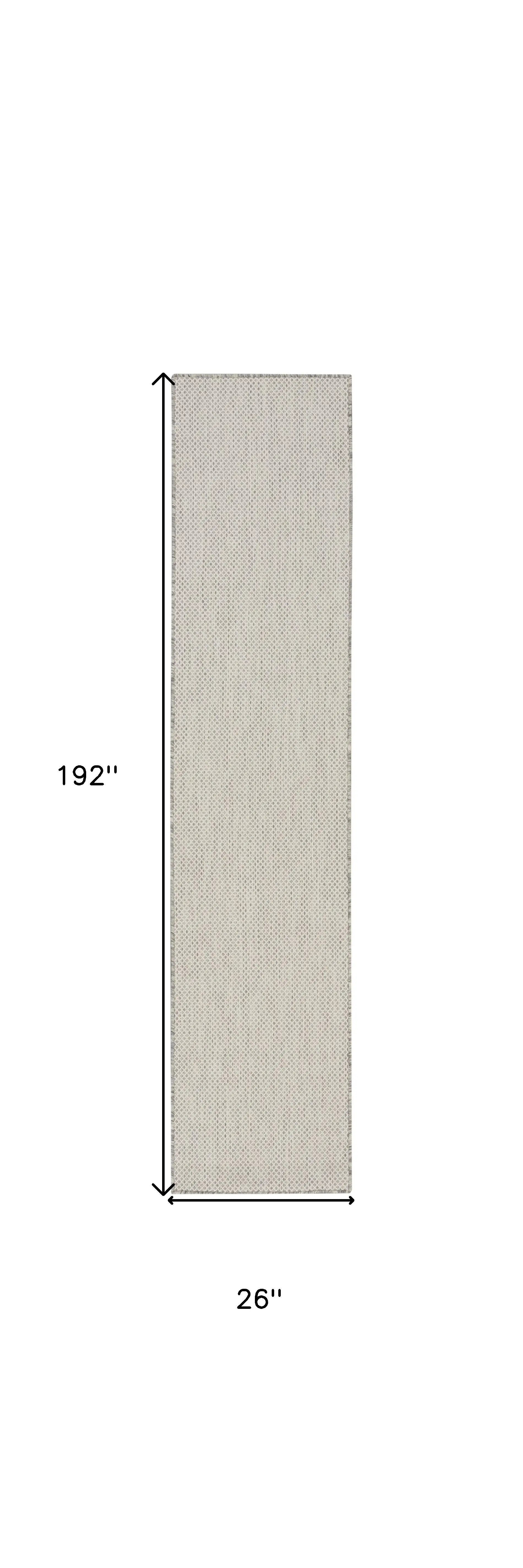 16' Ivory And Silver Geometric Indoor Outdoor Runner Rug Homeroots Outdoor