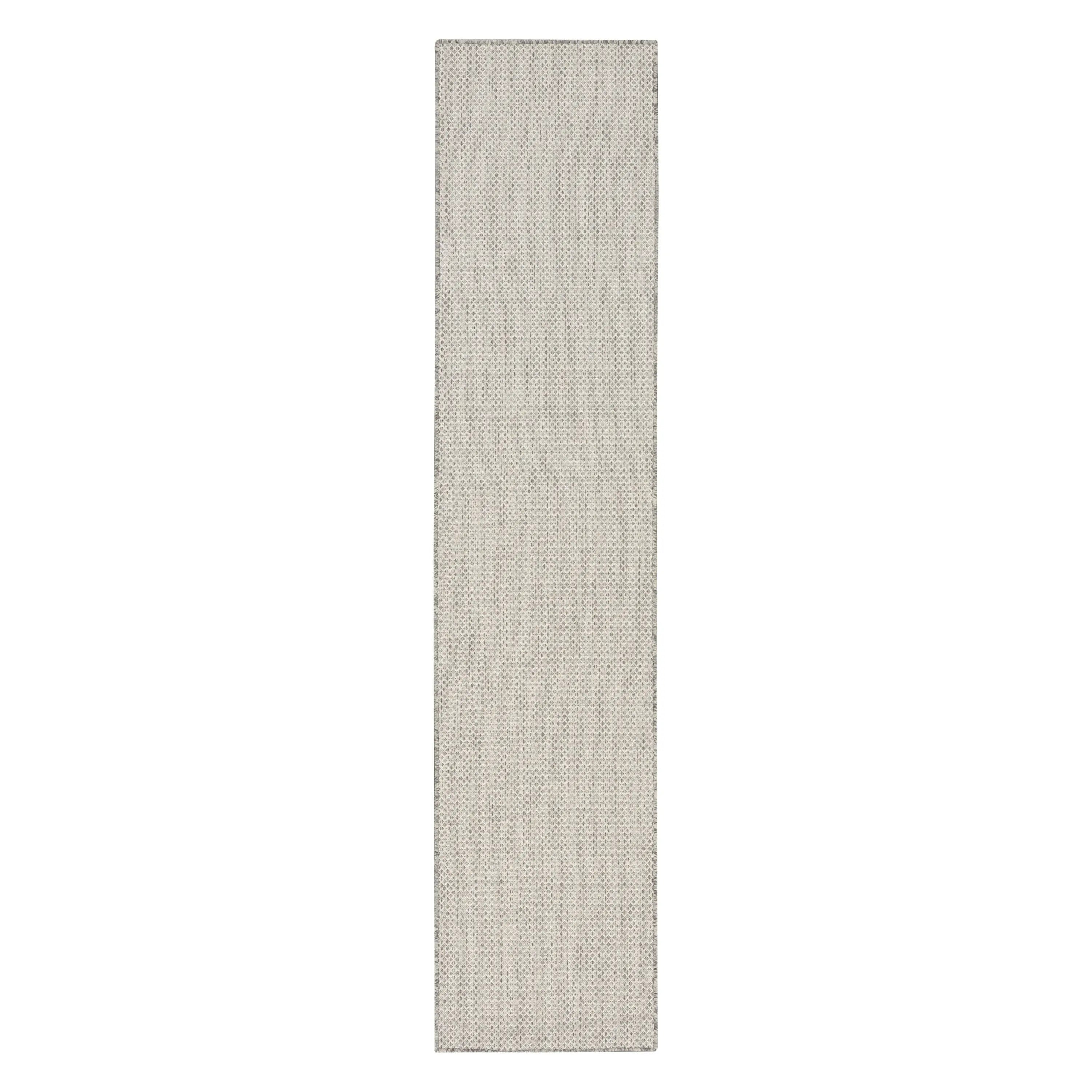 16' Ivory And Silver Geometric Indoor Outdoor Runner Rug Homeroots Outdoor