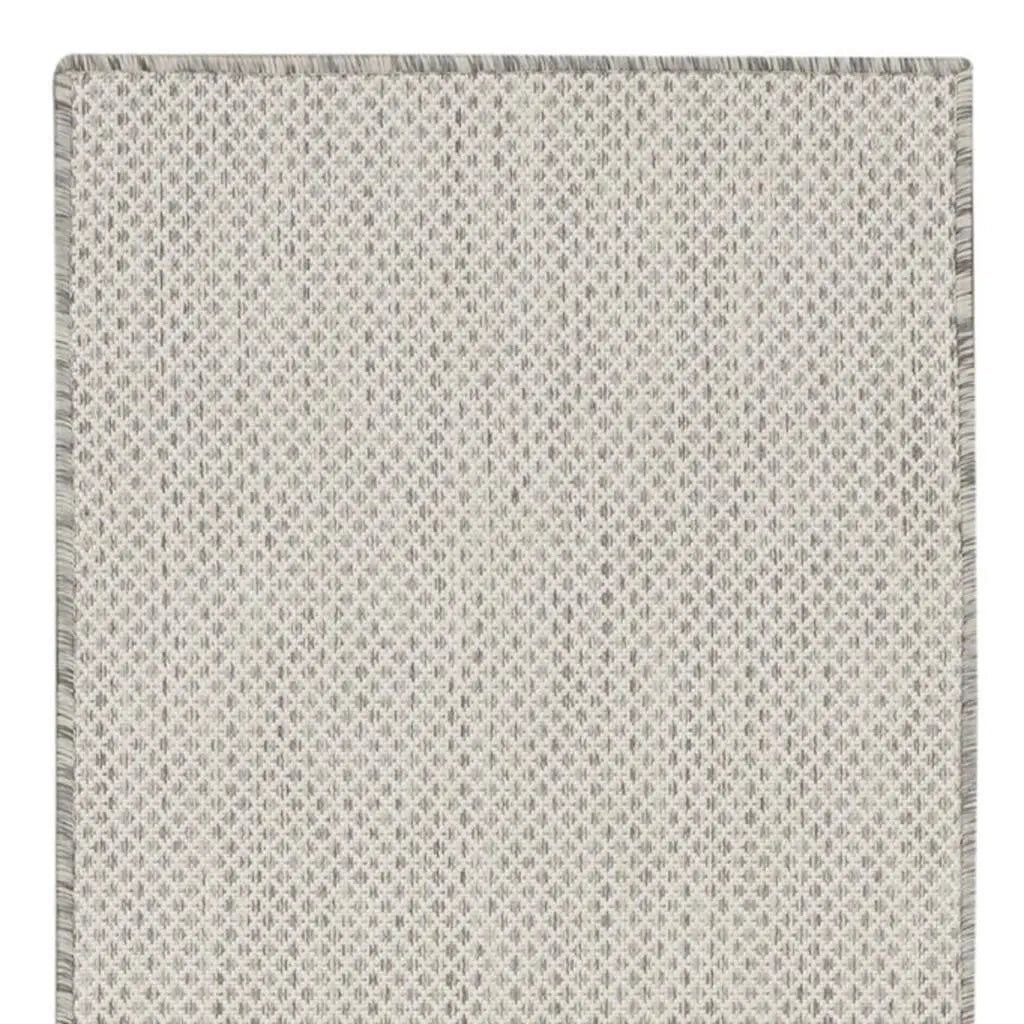 16' Ivory And Silver Geometric Indoor Outdoor Runner Rug Homeroots Outdoor