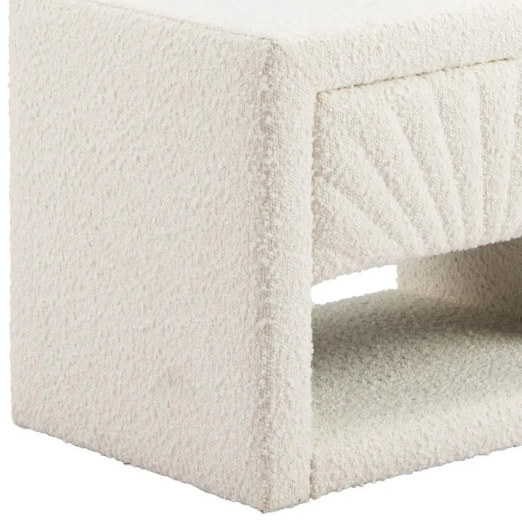 16" Ivory Wood Woven Texture One Drawer Nightstand Homeroots