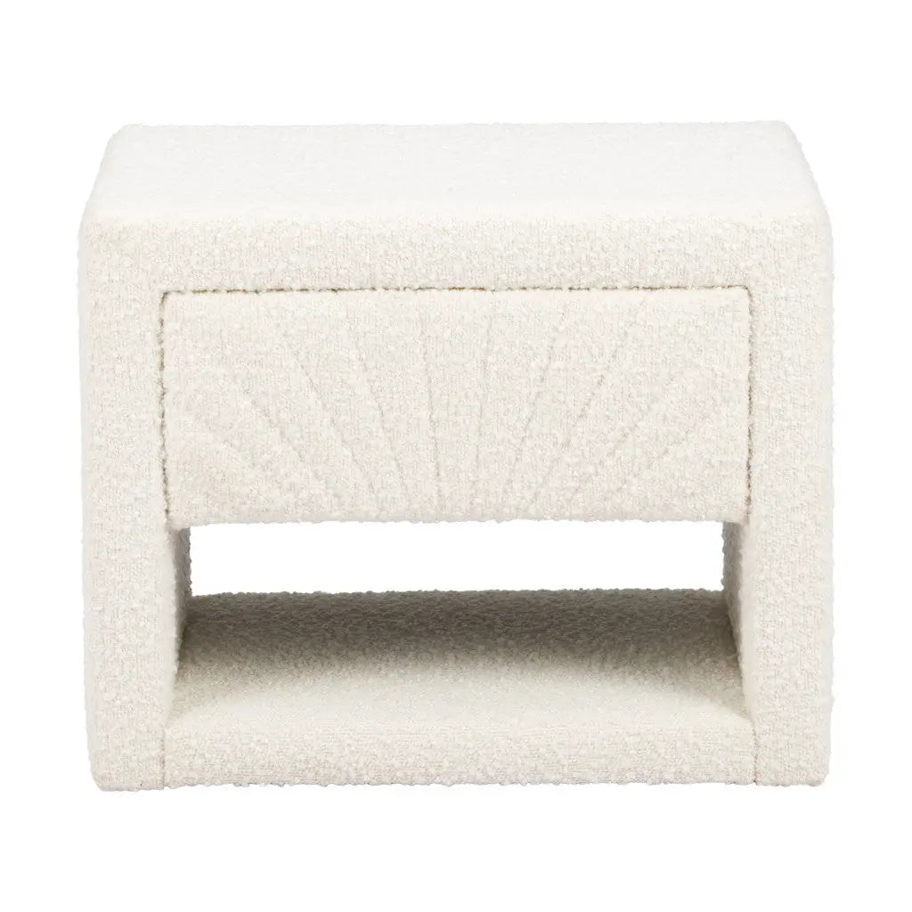 16" Ivory Wood Woven Texture One Drawer Nightstand Homeroots