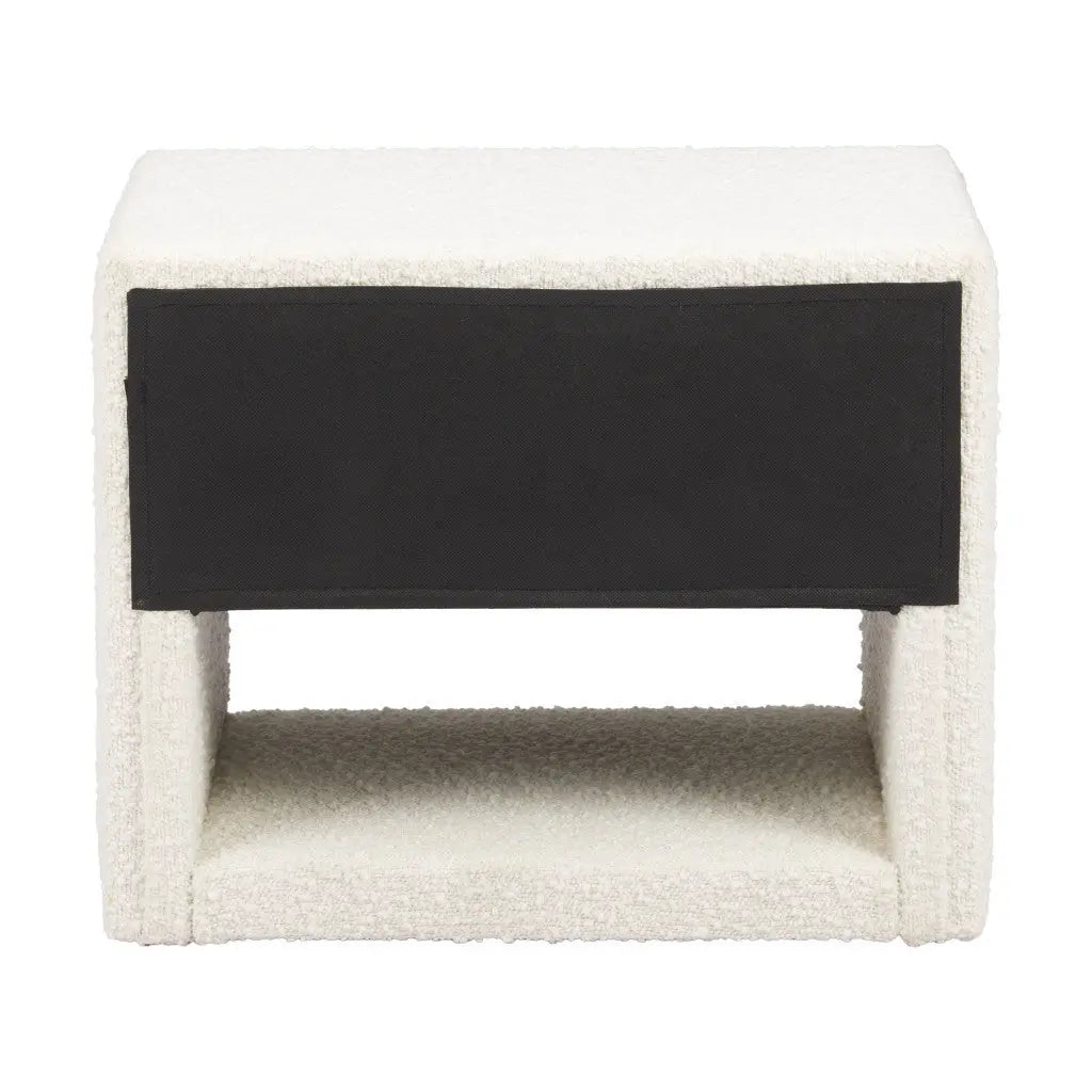 16" Ivory Wood Woven Texture One Drawer Nightstand Homeroots