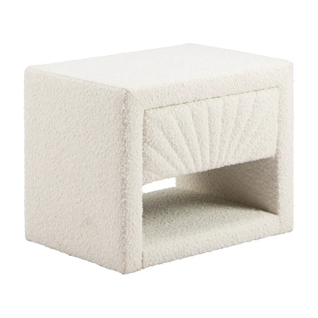 16" Ivory Wood Woven Texture One Drawer Nightstand Homeroots