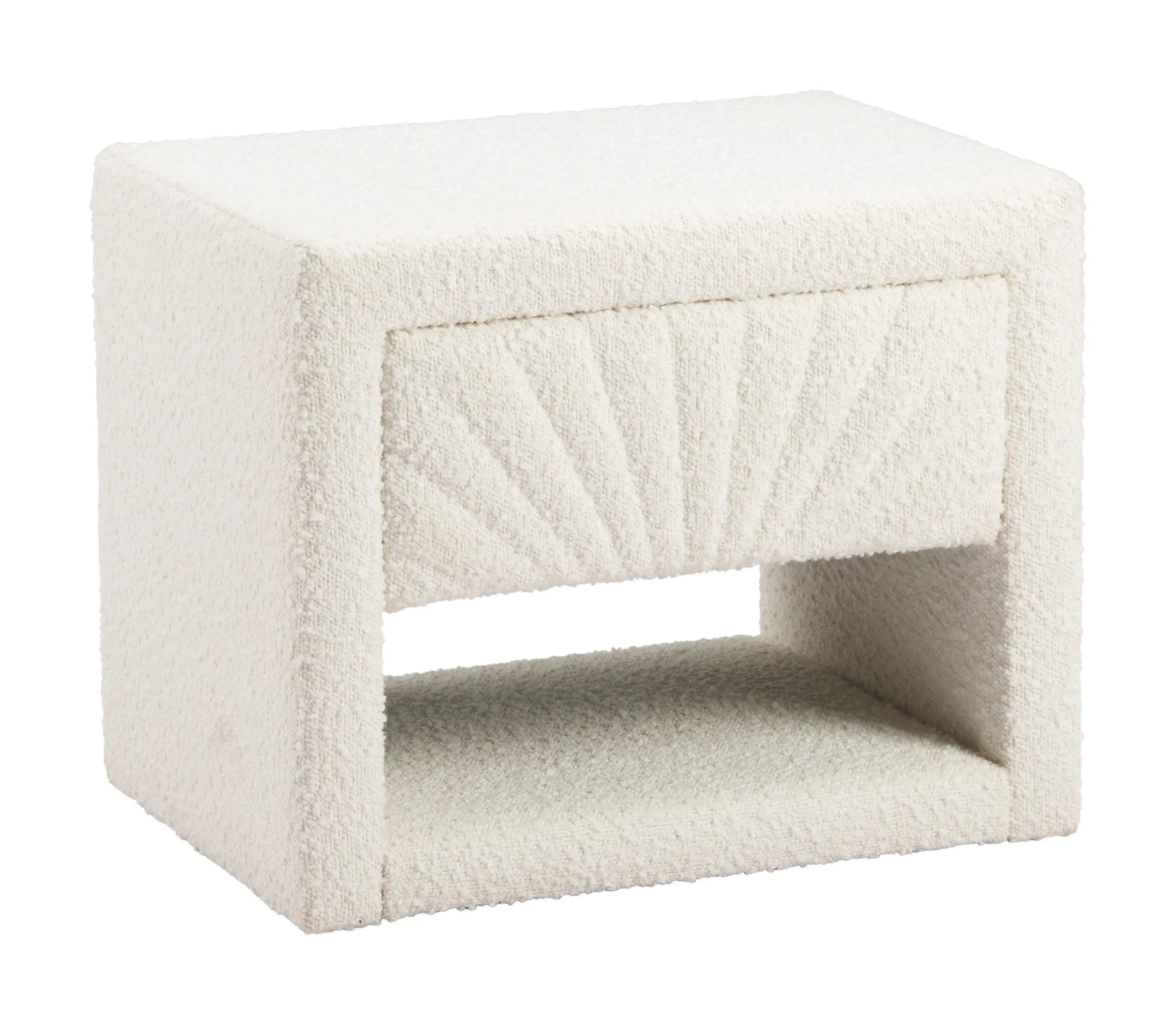 16" Ivory Wood Woven Texture One Drawer Nightstand Homeroots