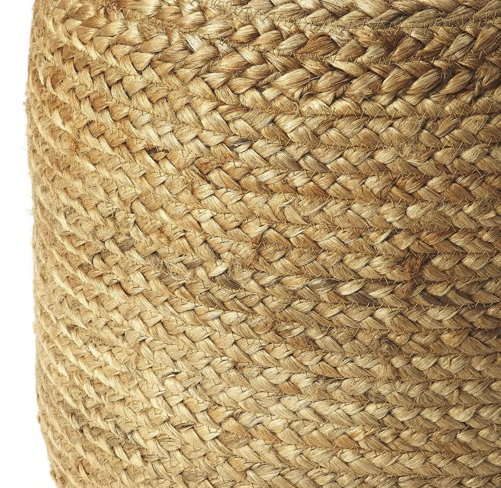 16" Jute Round Pouf Ottoman Homeroots Living Room
