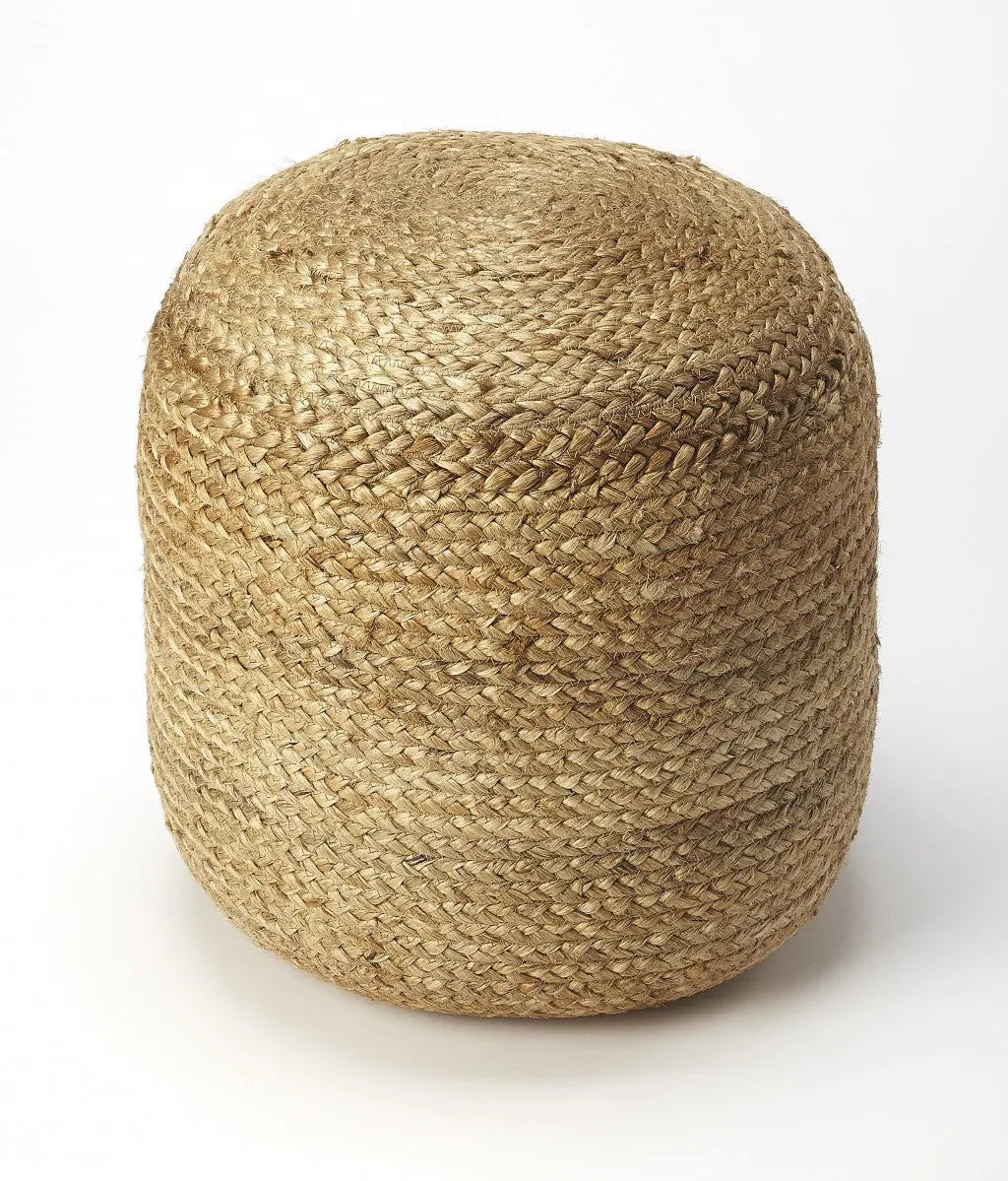 16" Jute Round Pouf Ottoman Homeroots Living Room
