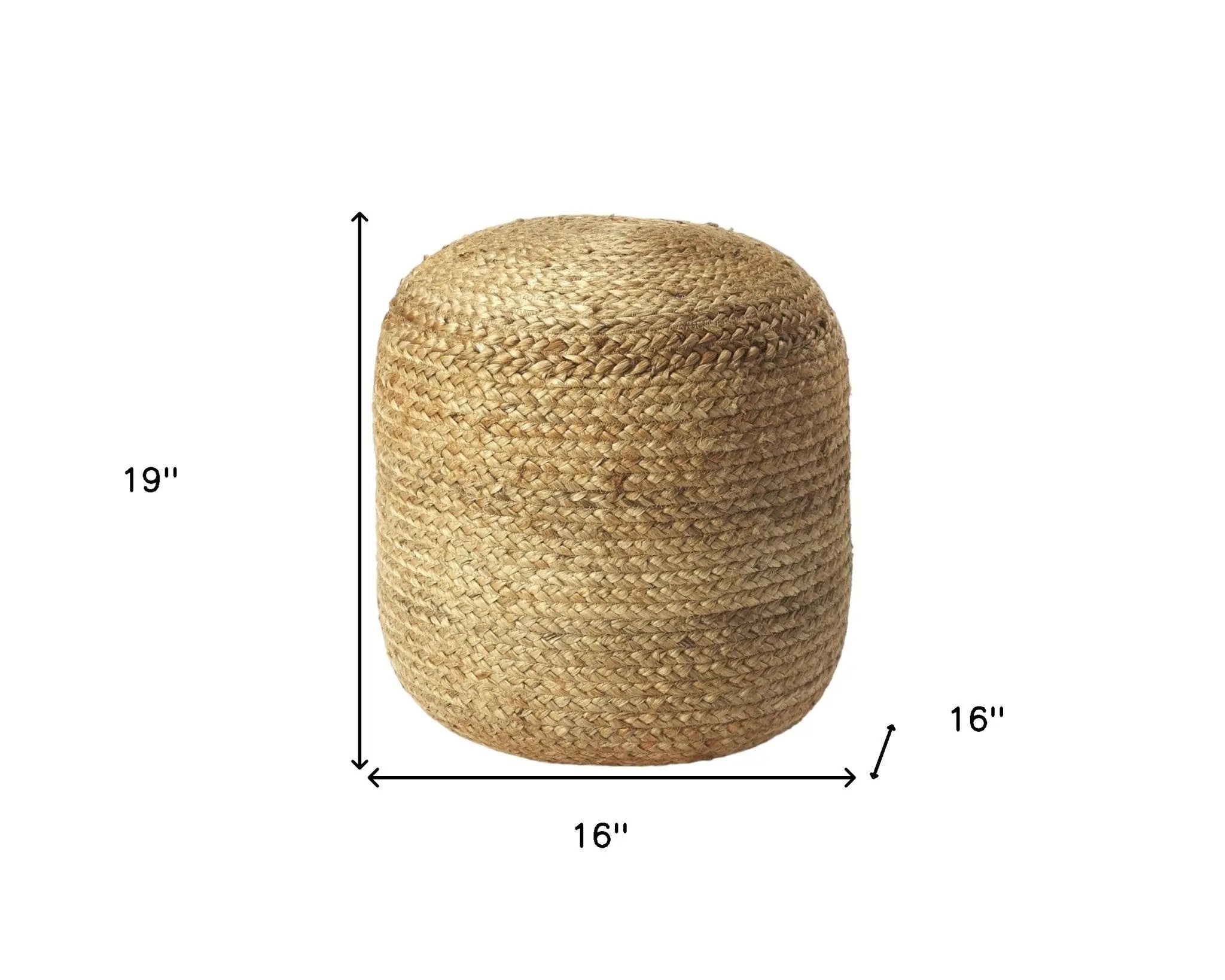 16" Jute Round Pouf Ottoman Homeroots Living Room