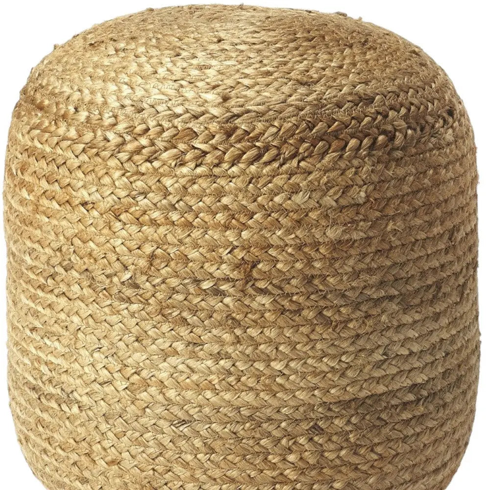 16" Jute Round Pouf Ottoman Homeroots Living Room