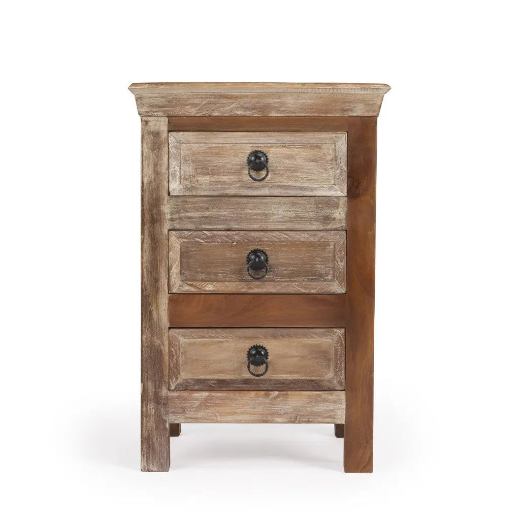 16" Modern Rustic Three Drawer Accent Chest Homeroots Bed & Bath