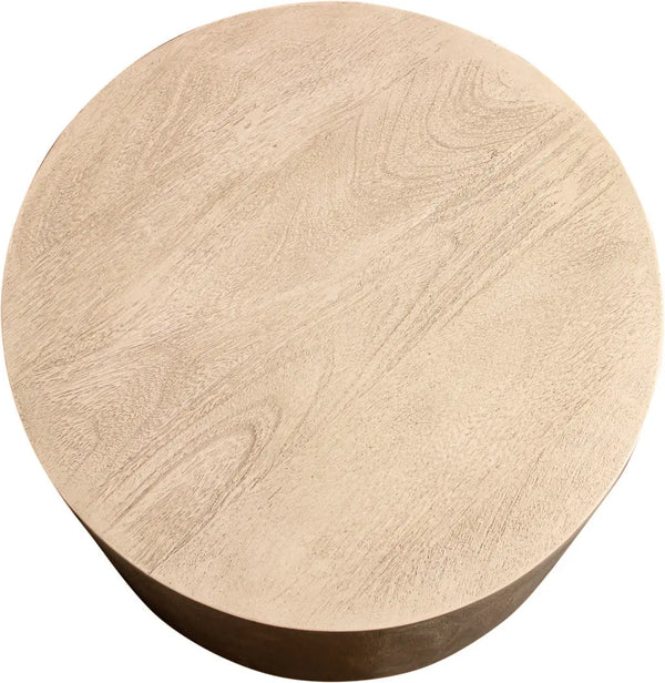 16" Natural Distressed Solid Wood Round End Table Homeroots Living Room