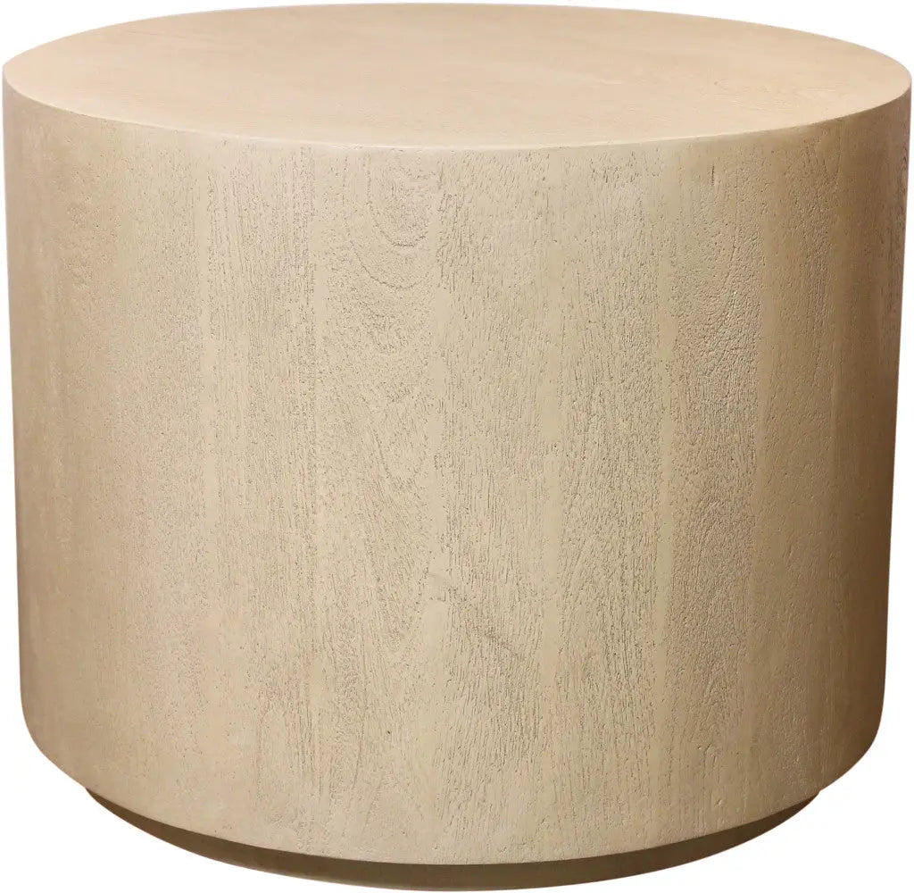 16" Natural Distressed Solid Wood Round End Table Homeroots Living Room