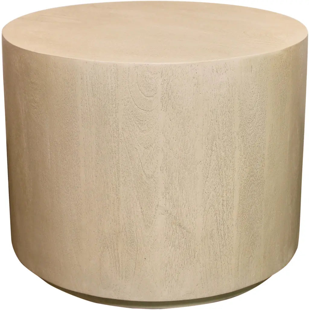 16" Natural Distressed Solid Wood Round End Table Homeroots Living Room