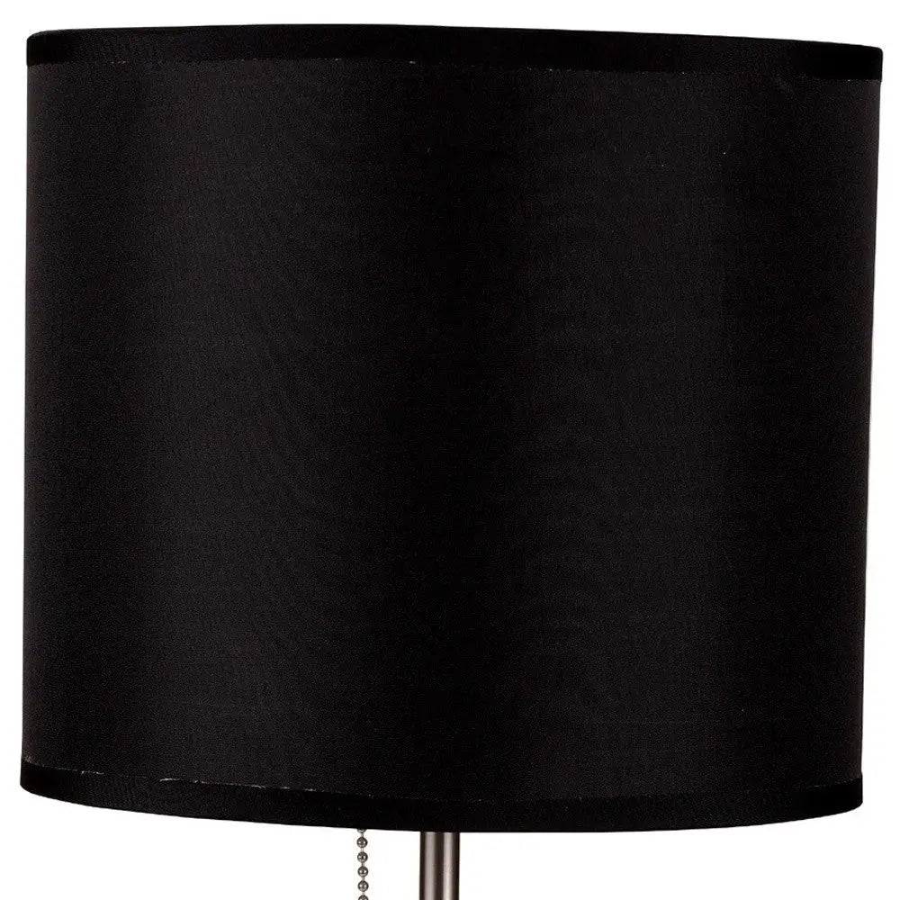 16" Silver Metal Candlestick Table Lamp With Black Classic Drum Shade Homeroots Lighting