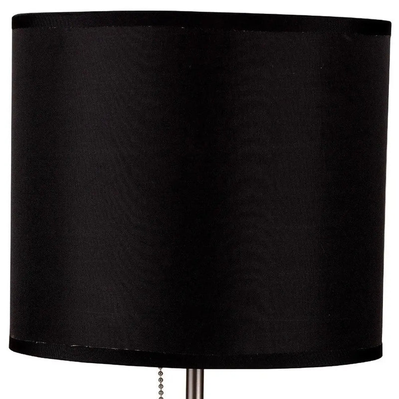 16" Silver Metal Candlestick Table Lamp With Black Classic Drum Shade Homeroots Lighting