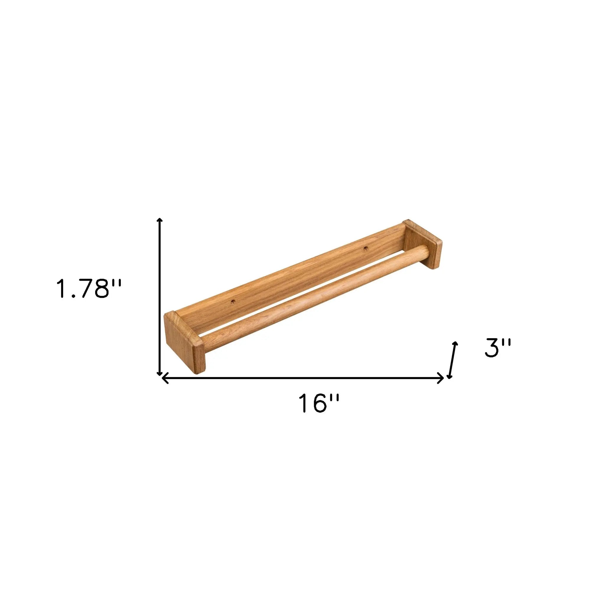 16" Traditional Solid Teak Towel Bar Homeroots Bed & Bath