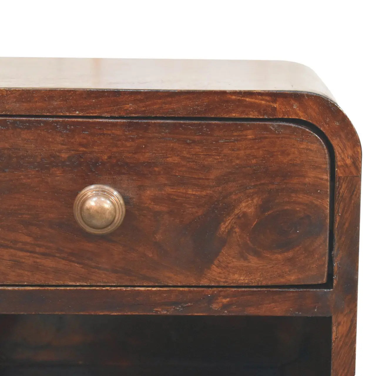16" Walnut Solid Wood Round One Drawer Floating Nightstand Homeroots Bed & Bath