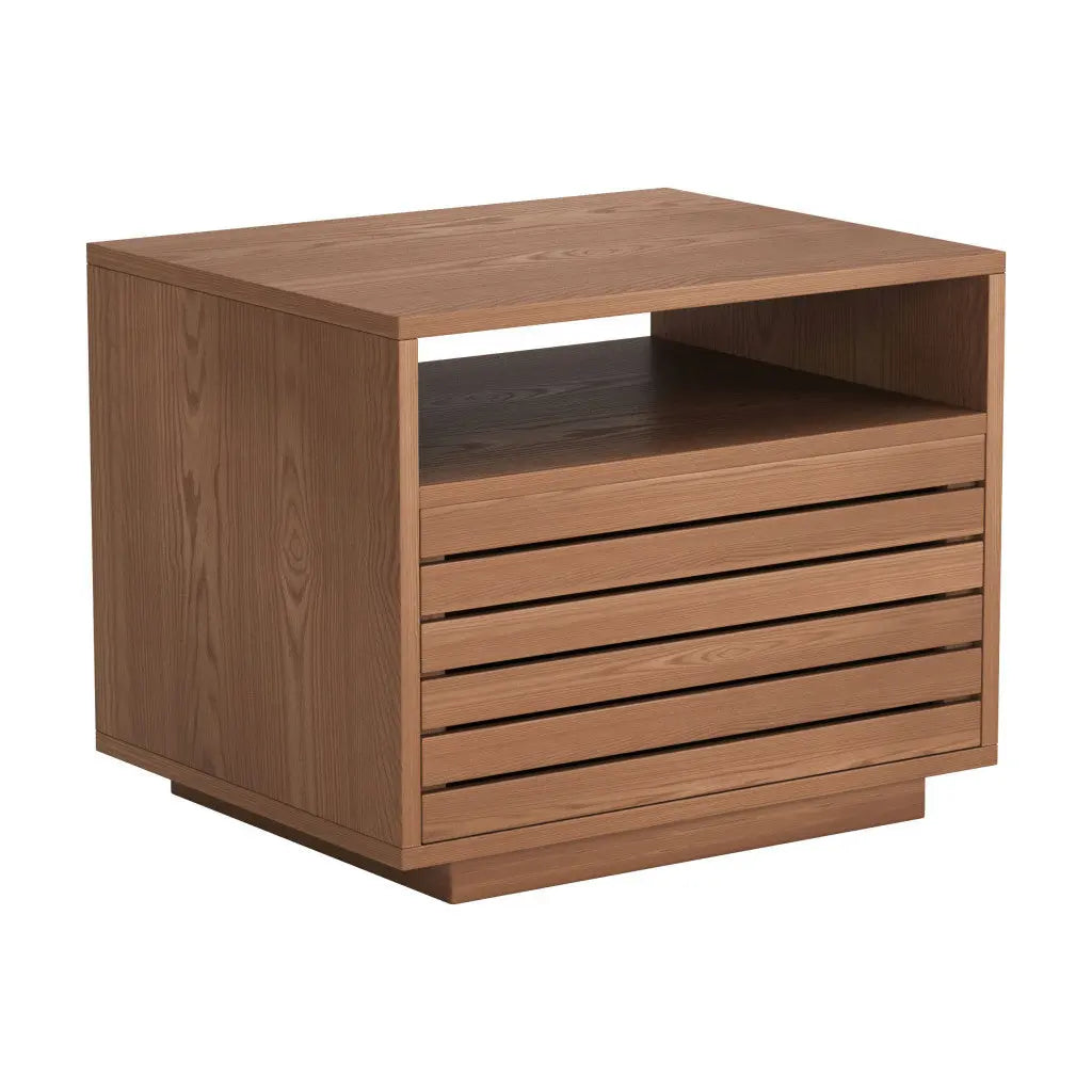16" Walnut Wood One Drawer Nightstand Homeroots