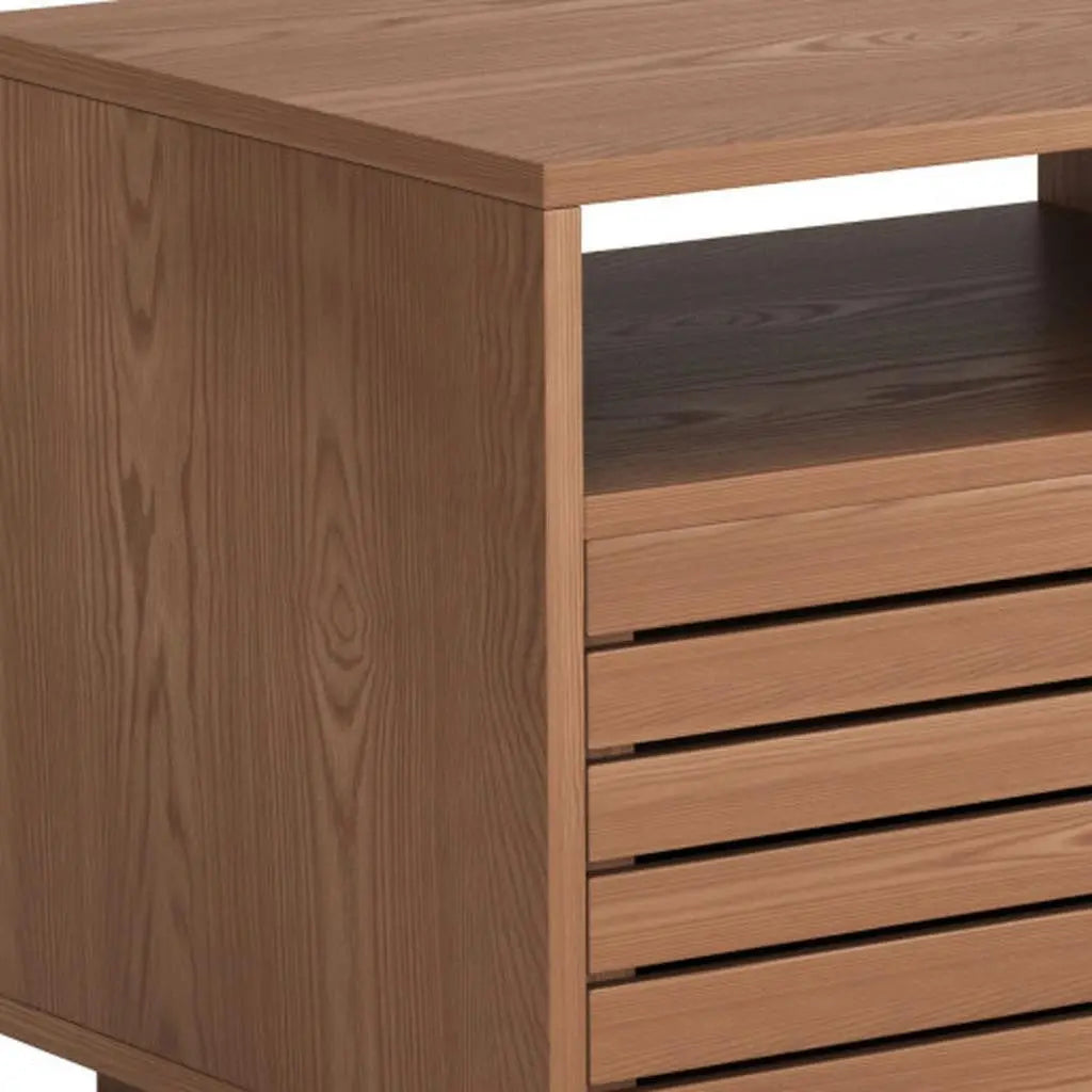 16" Walnut Wood One Drawer Nightstand Homeroots