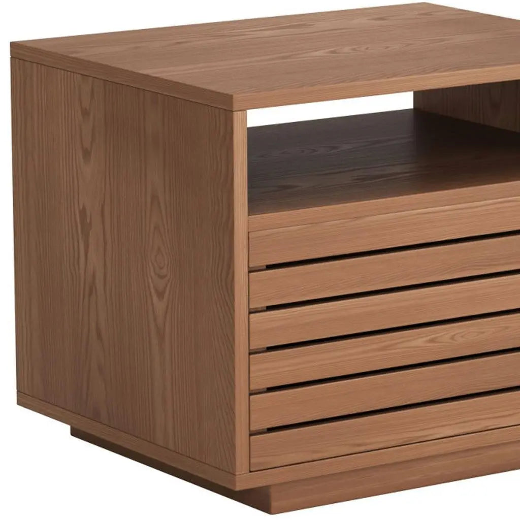 16" Walnut Wood One Drawer Nightstand Homeroots