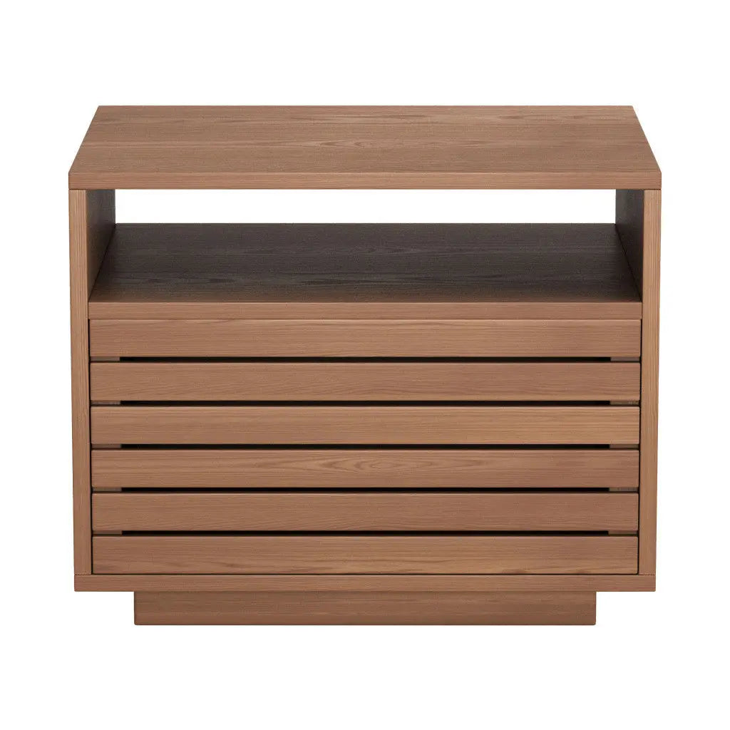 16" Walnut Wood One Drawer Nightstand Homeroots