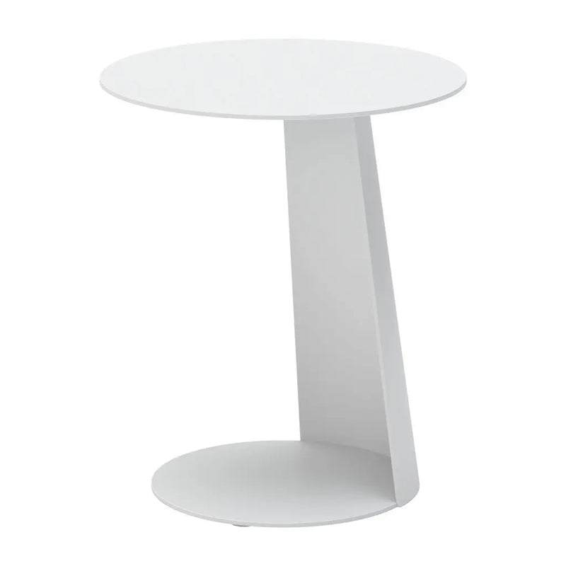 16" White Aluminum Rounded Outdoor Side Table Homeroots Outdoor