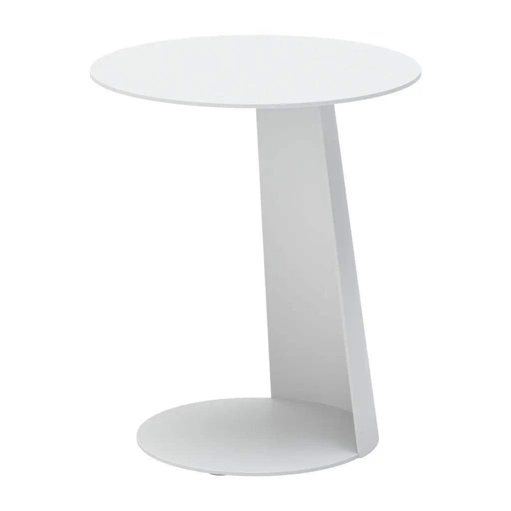 16" White Aluminum Rounded Outdoor Side Table Homeroots Outdoor