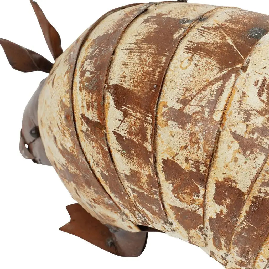 16" White And Brown Metal Armadillo Garden Art Homeroots Outdoor