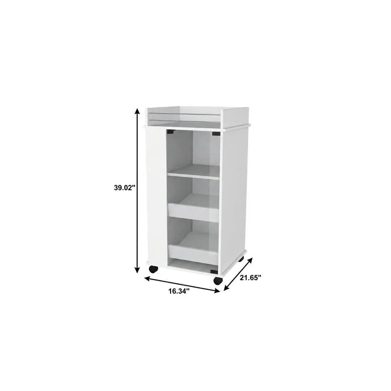 16" White Wood Bar Cart Homeroots Kitchen & Dining