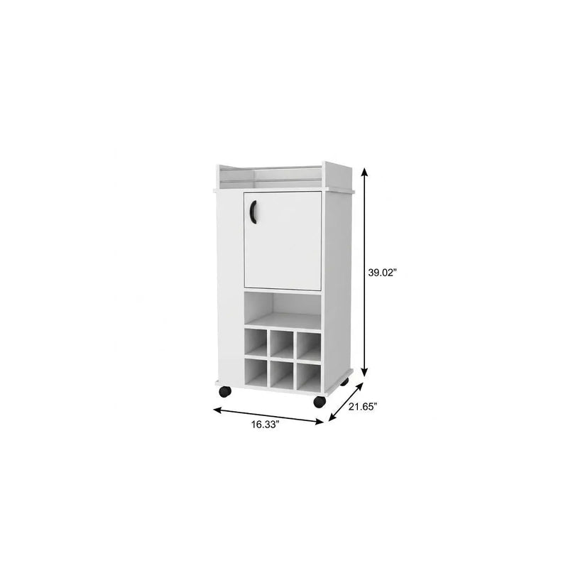 16" White Wood Bar Cart Homeroots Kitchen & Dining