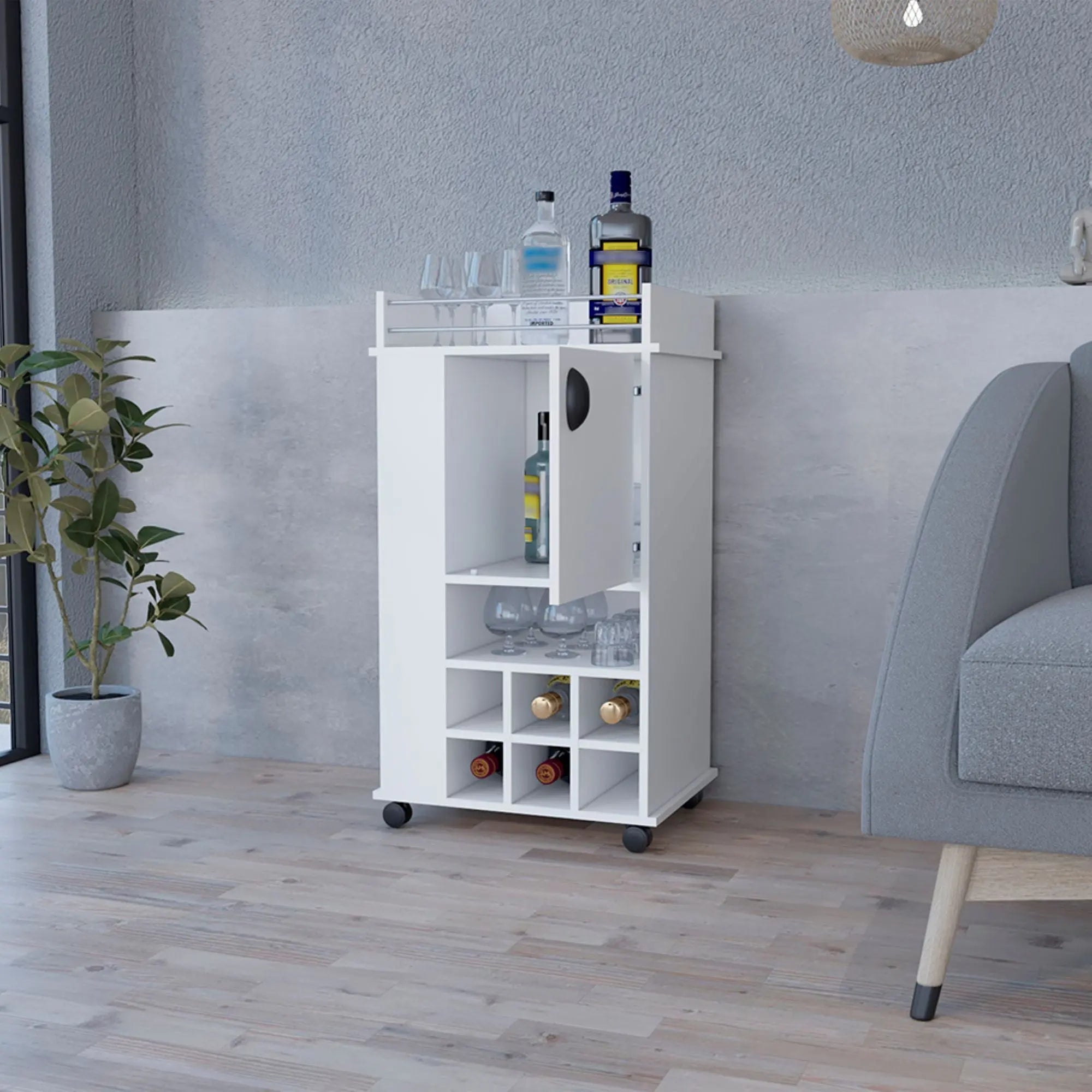 16" White Wood Bar Cart Homeroots Kitchen & Dining
