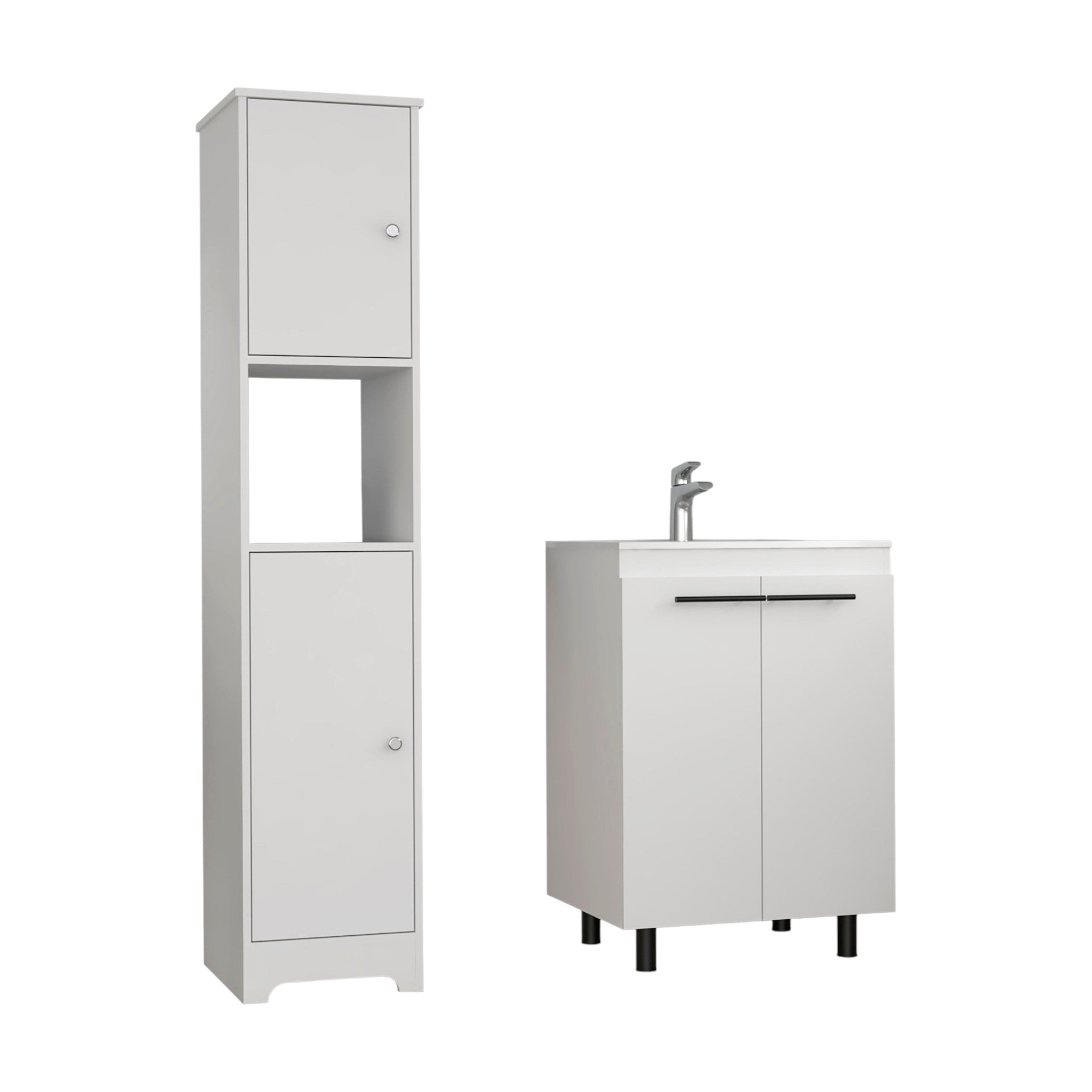 16" White Wood Freestanding Bathroom Vanity With Sink - GreatEagleInc