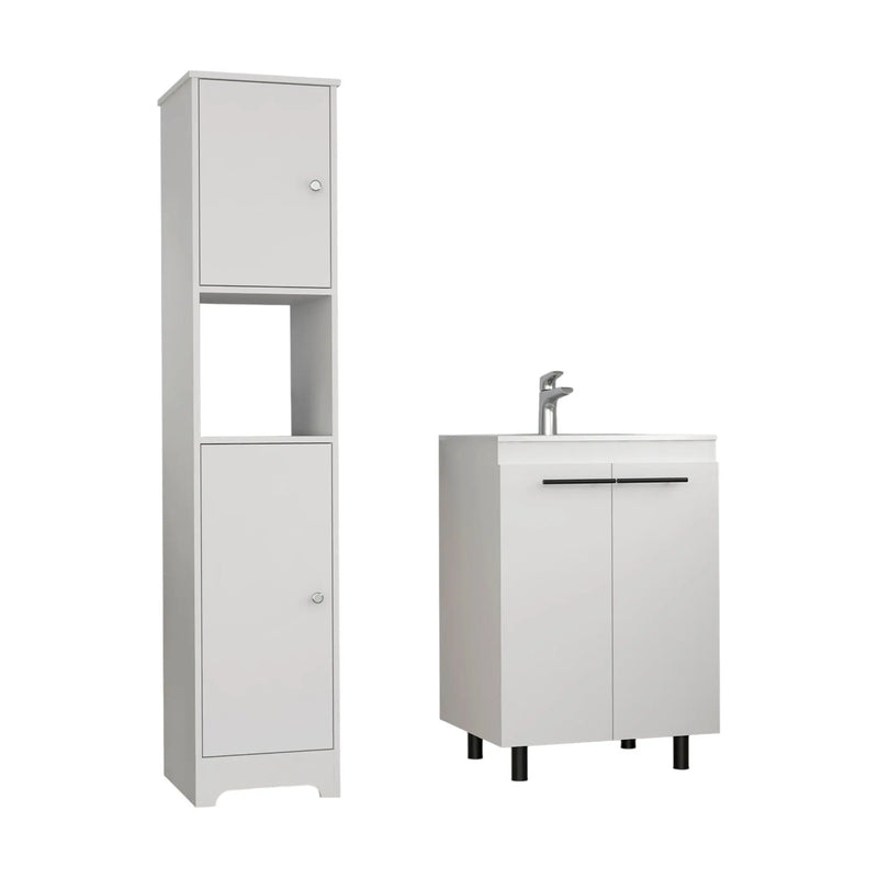 16" White Wood Freestanding Bathroom Vanity With Sink - GreatEagleInc