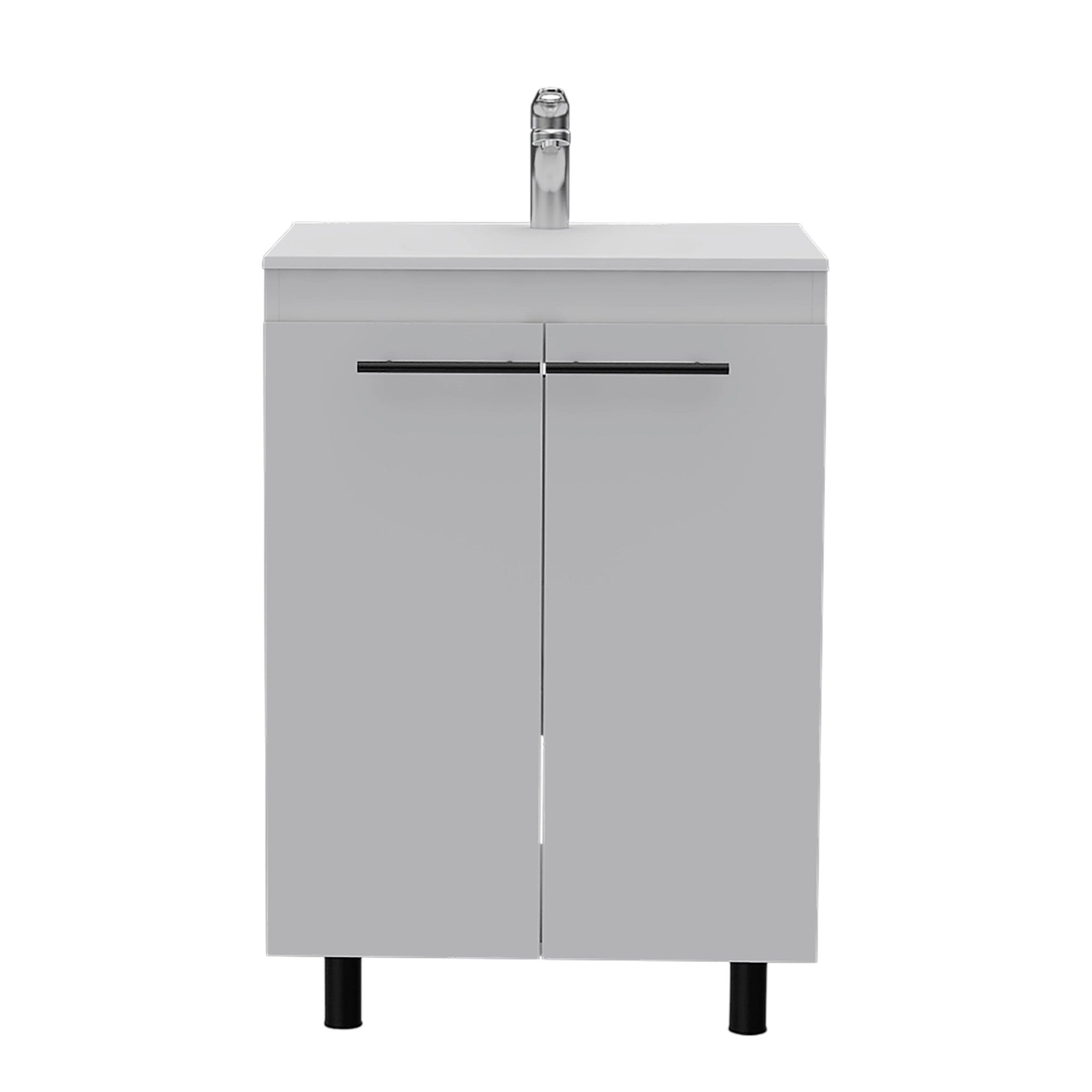 16" White Wood Freestanding Bathroom Vanity With Sink - GreatEagleInc