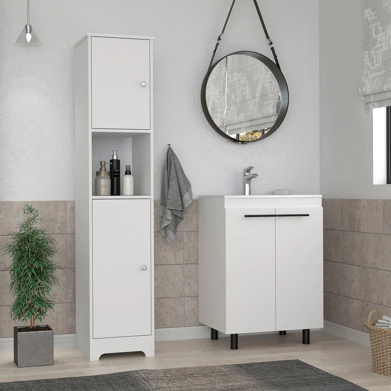 16" White Wood Freestanding Bathroom Vanity With Sink - GreatEagleInc