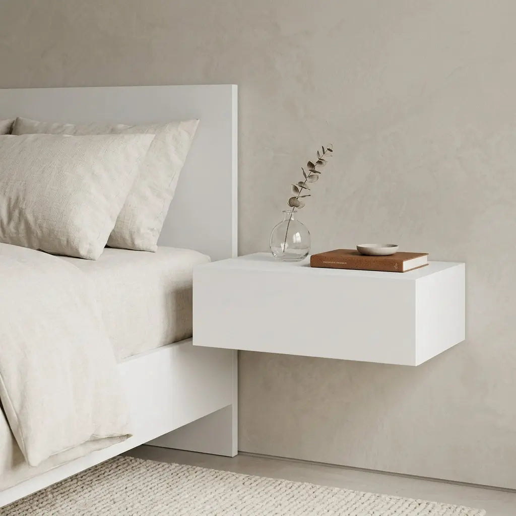 16" White Wood Nightstand Homeroots Bed & Bath