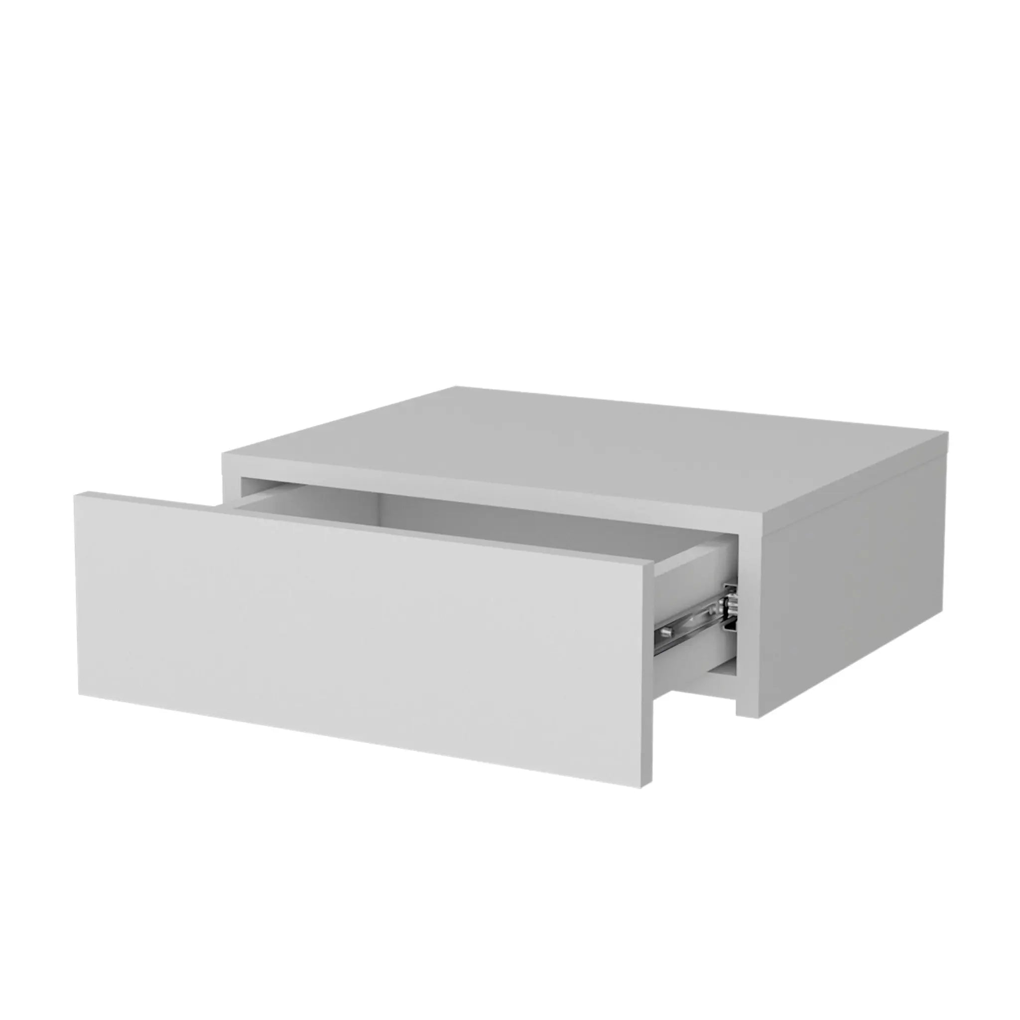16" White Wood One Drawer Floating Nightstand Homeroots Bed & Bath