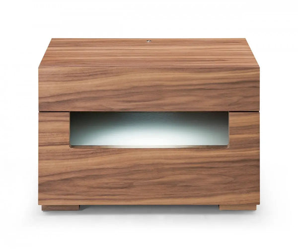 16" Wood Lighted Two Drawer Nightstand Homeroots Bed & Bath