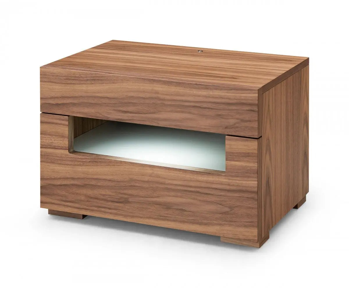 16" Wood Lighted Two Drawer Nightstand Homeroots Bed & Bath