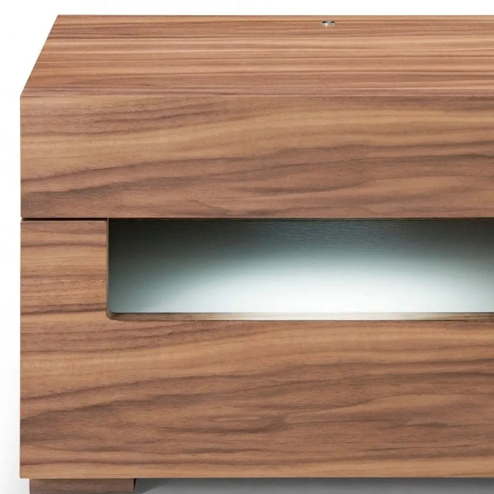 16" Wood Lighted Two Drawer Nightstand Homeroots Bed & Bath