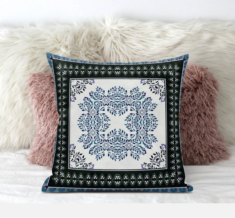 16" X 16" Black And Blue Blown Seam Geometric Indoor Outdoor Throw Pillow Homeroots Outdoor