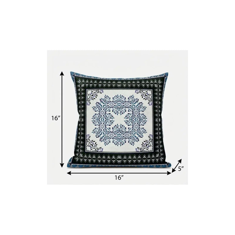 16" X 16" Black And Blue Blown Seam Geometric Indoor Outdoor Throw Pillow Homeroots Outdoor