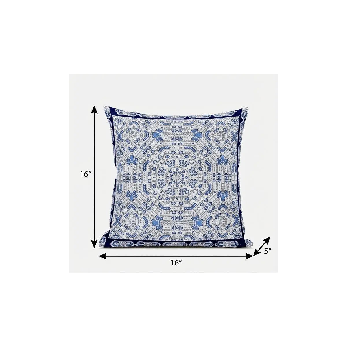 16" X 16" Light Blue And Navy Blue Blown Seam Geometric Indoor Outdoor Throw Pillow Homeroots Outdoor