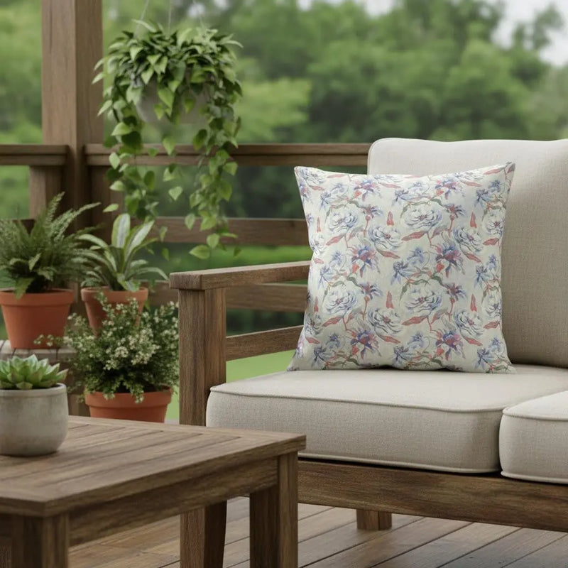 16" X 16" Orange Floral Indoor Outdoor Throw Pillow Homeroots Outdoor