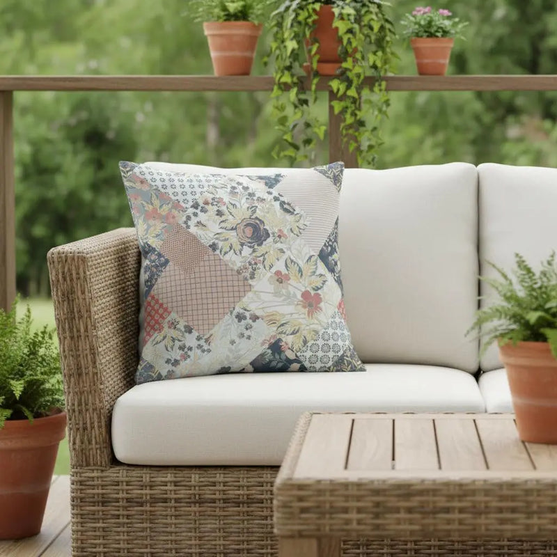 16" X 16" Peach Floral Indoor Outdoor Throw Pillow Homeroots Outdoor