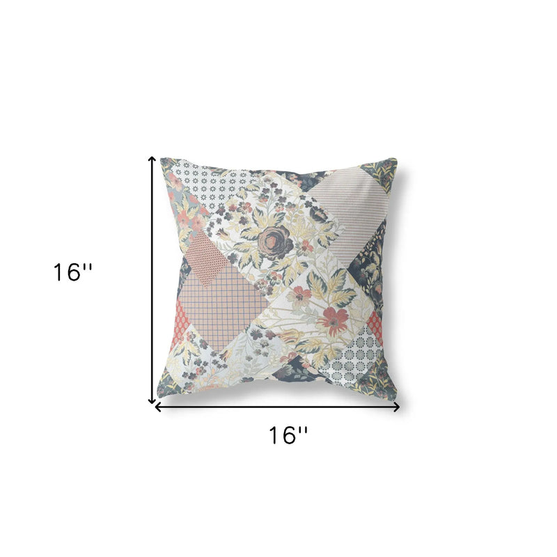 16" X 16" Peach Floral Indoor Outdoor Throw Pillow Homeroots Outdoor