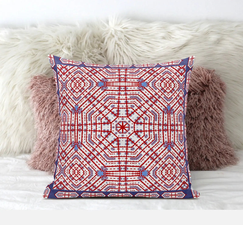 16" X 16" Red And Blue Blown Seam Geometric Indoor Outdoor Throw Pillow Homeroots Outdoor